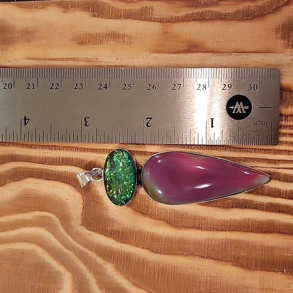 Botswana Agate & Triplet Opal Pendant - Picture 5 of 6